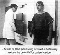 Patient with foam positioning aids.