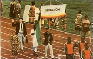 Dr. Wessell marches in the opening ceremonies of the Sierra Leone Delegation at the Commonwealth.