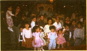 Children wait their turn for an adjustment