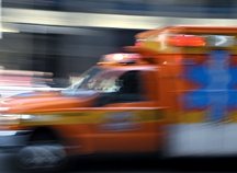 An ambulance speeding by.