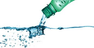 Bottled water being poured out.