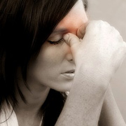 Woman with sinus headache.