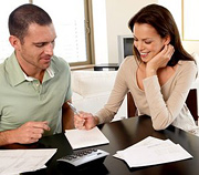 Couple go over thier health plan.