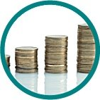 A row of stacked coins.