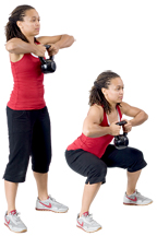 Personal trainer Chelsea Cooper domonstrates The Squat with a Kettlebell.