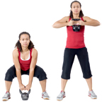 	Personal trainer Chelsea Cooper domonstrates The Swing with a Kettlebell.