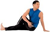 Man rotating his back.