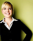 Woman with a huge smile.