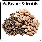A pile of beans and lentils.