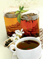 Cups of hot herbal tea.